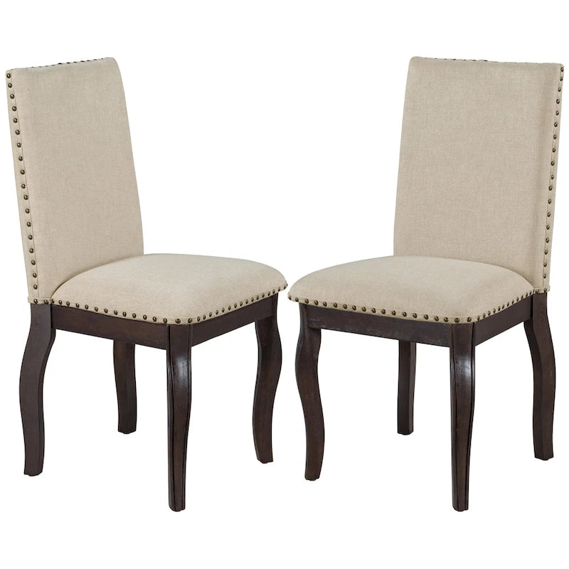 Dining Chairs Wood Upholstered Fabirc Dining Room Chairs with Nailhead,Set of 4