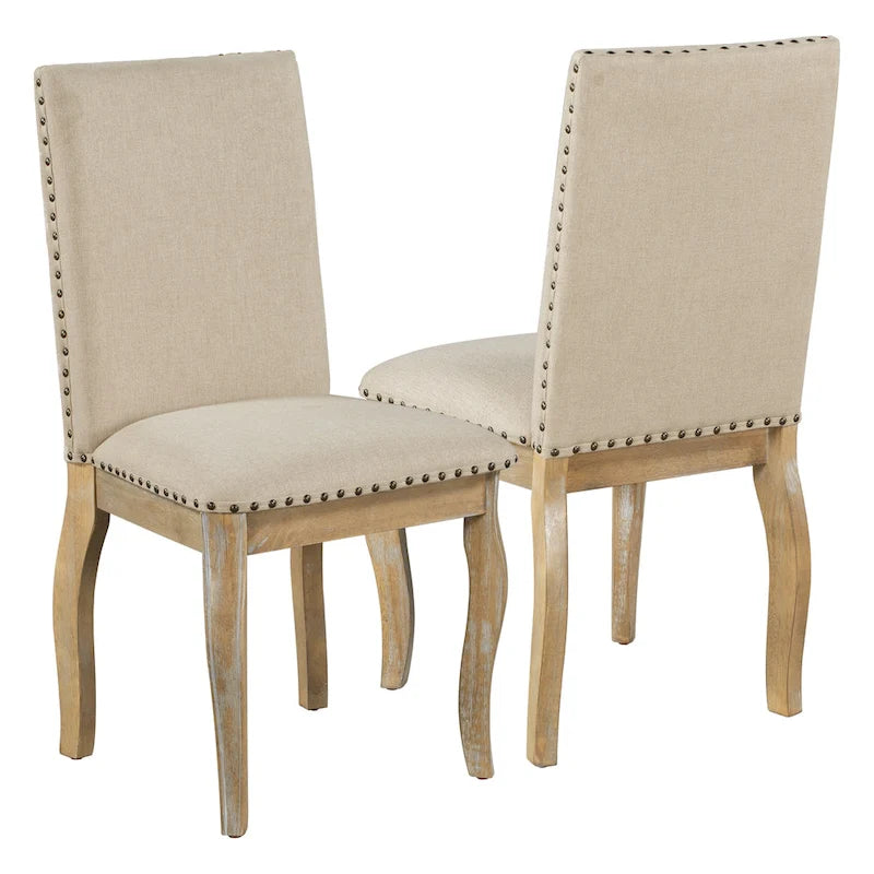 Dining Chairs Wood Upholstered Fabirc Dining Room Chairs with Nailhead,Set of 4