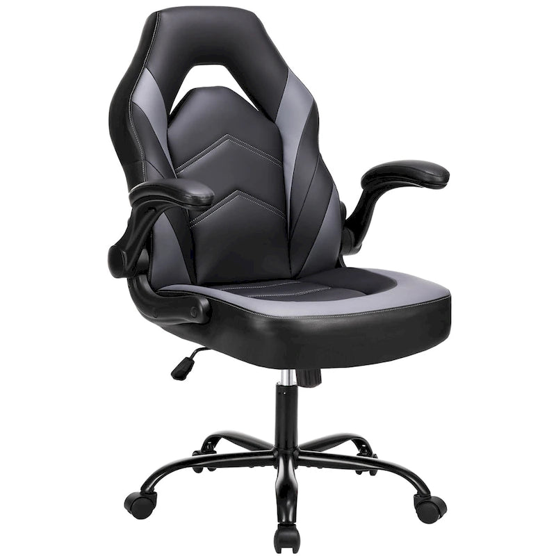 PU Leather Computer Chair Ergonomic Office Chair Gaming Chair with Lumbar Support,Rolling Desk Chairs with Flip-up Armrests