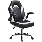 PU Leather Computer Chair Ergonomic Office Chair Gaming Chair with Lumbar Support,Rolling Desk Chairs with Flip-up Armrests