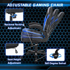 PU Leather Computer Chair Ergonomic Office Chair Gaming Chair with Lumbar Support,Rolling Desk Chairs with Flip-up Armrests