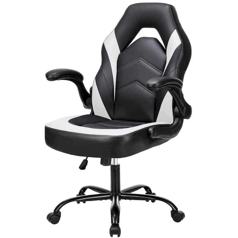 PU Leather Computer Chair Ergonomic Office Chair Gaming Chair with Lumbar Support,Rolling Desk Chairs with Flip-up Armrests