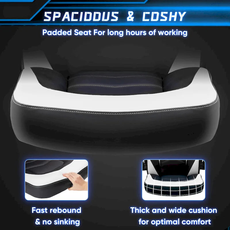 PU Leather Computer Chair Ergonomic Office Chair Gaming Chair with Lumbar Support,Rolling Desk Chairs with Flip-up Armrests