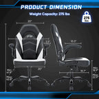 PU Leather Computer Chair Ergonomic Office Chair Gaming Chair with Lumbar Support,Rolling Desk Chairs with Flip-up Armrests