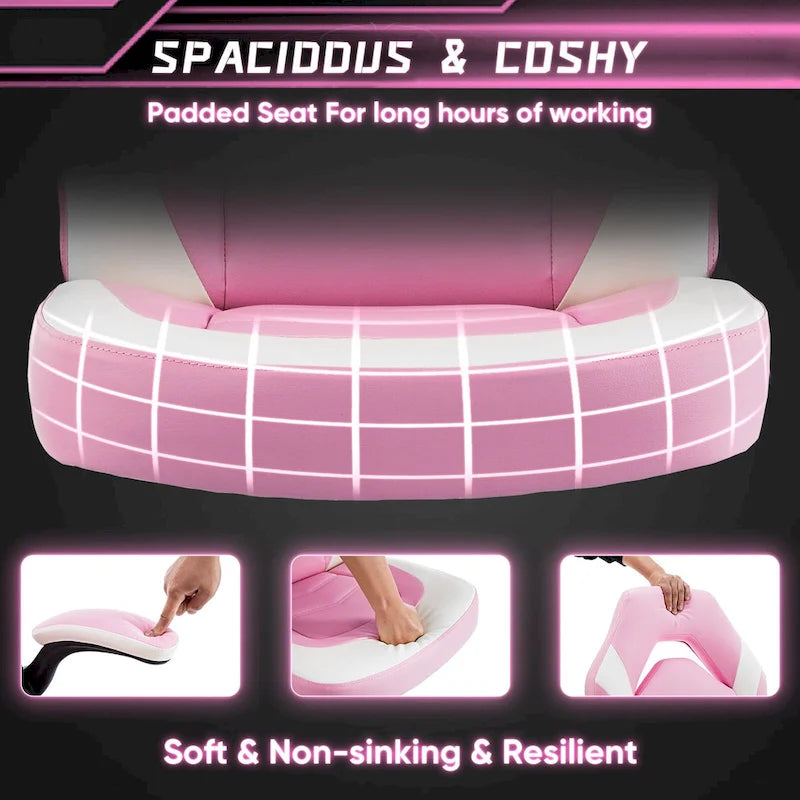 PU Leather Computer Chair Ergonomic Office Chair Gaming Chair with Lumbar Support,Rolling Desk Chairs with Flip-up Armrests