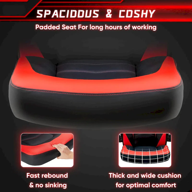 PU Leather Computer Chair Ergonomic Office Chair Gaming Chair with Lumbar Support,Rolling Desk Chairs with Flip-up Armrests