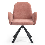 Beacher Pink Linen Fabric Dining Chair with Black Accent Iron Legs