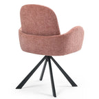 Beacher Pink Linen Fabric Dining Chair with Black Accent Iron Legs