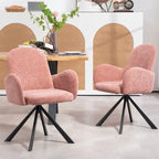 Beacher Pink Linen Fabric Dining Chair with Black Accent Iron Legs