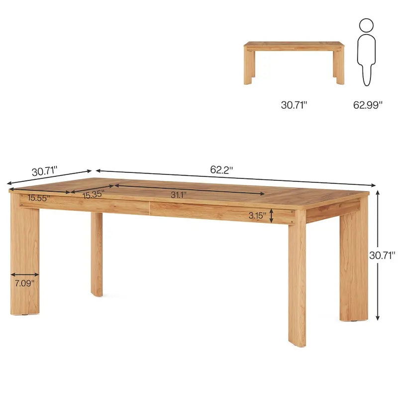 62 Inches Computer Desk, Wood Executive Desk for Home Office