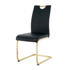 Dining Living Room Chairs Upholstered Chair with gold Metal Legs Design Set of 2