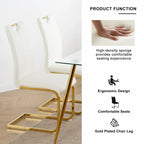 Dining Living Room Chairs Upholstered Chair with gold Metal Legs Design Set of 2