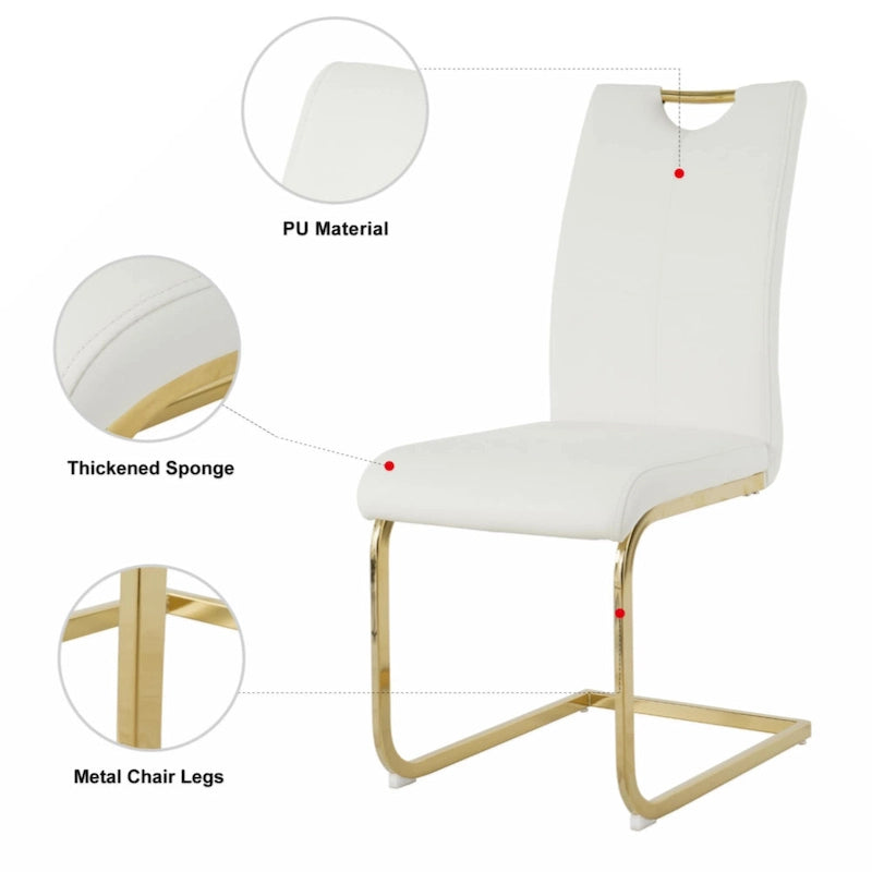 Dining Living Room Chairs Upholstered Chair with gold Metal Legs Design Set of 2