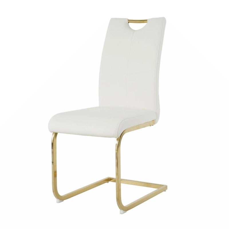 Dining Living Room Chairs Upholstered Chair with gold Metal Legs Design Set of 2