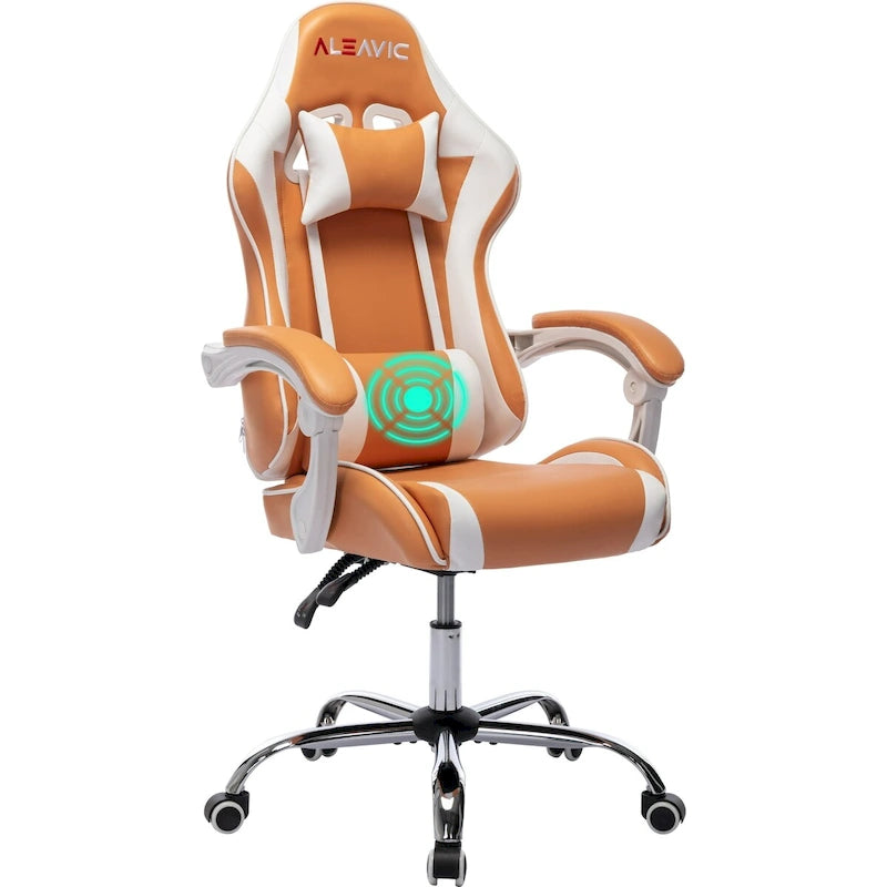 Racing Style Gaming Chair,PU Leather Height Adjustable Computer Gaming Chair with Headrest and Lumbar Massage Support