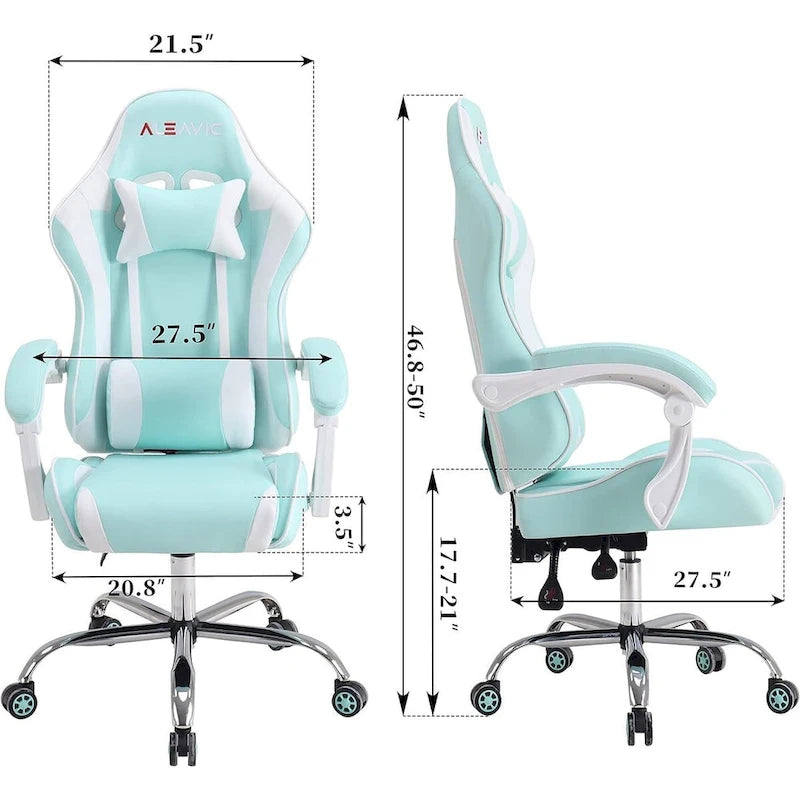 Racing Style Gaming Chair,PU Leather Height Adjustable Computer Gaming Chair with Headrest and Lumbar Massage Support