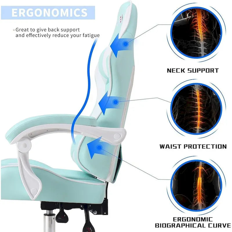 Racing Style Gaming Chair,PU Leather Height Adjustable Computer Gaming Chair with Headrest and Lumbar Massage Support