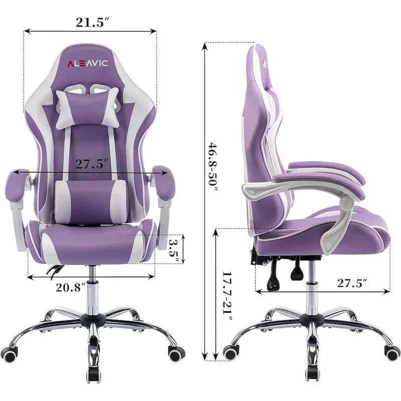 Racing Style Gaming Chair,PU Leather Height Adjustable Computer Gaming Chair with Headrest and Lumbar Massage Support