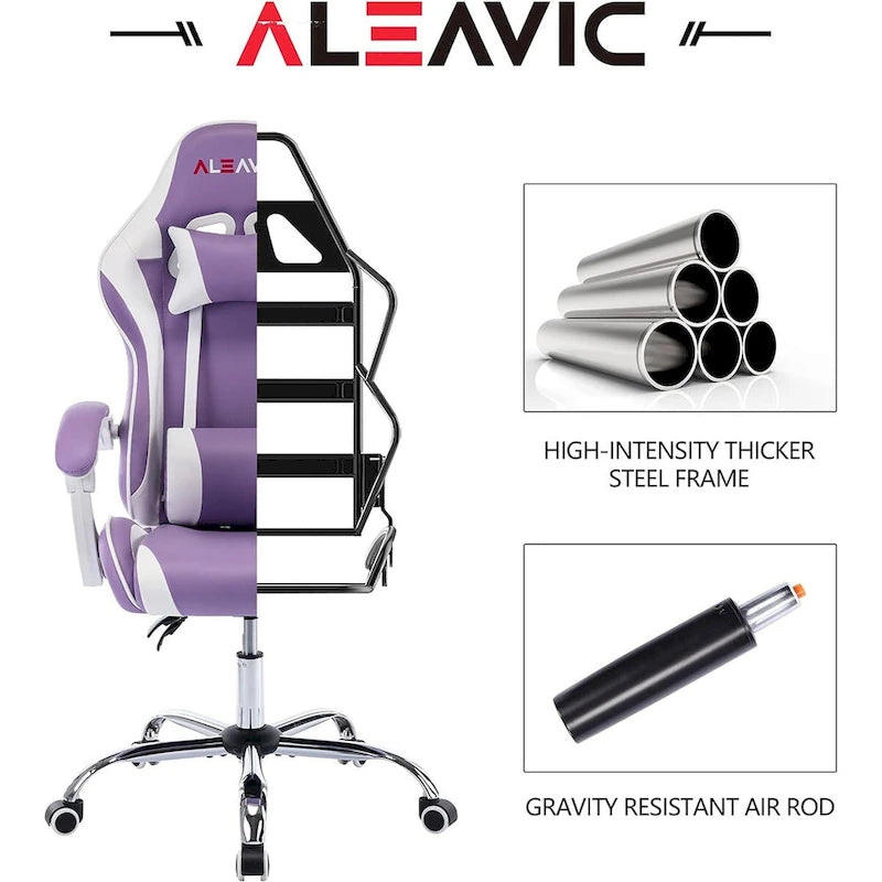 Racing Style Gaming Chair,PU Leather Height Adjustable Computer Gaming Chair with Headrest and Lumbar Massage Support