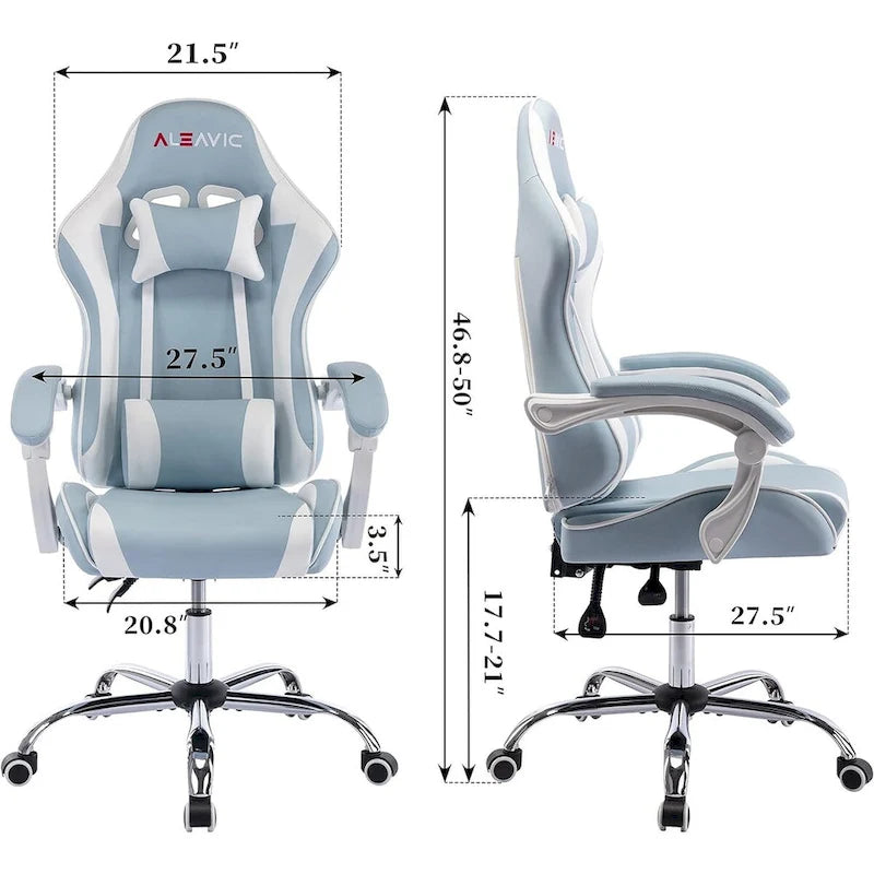 Racing Style Gaming Chair,PU Leather Height Adjustable Computer Gaming Chair with Headrest and Lumbar Massage Support