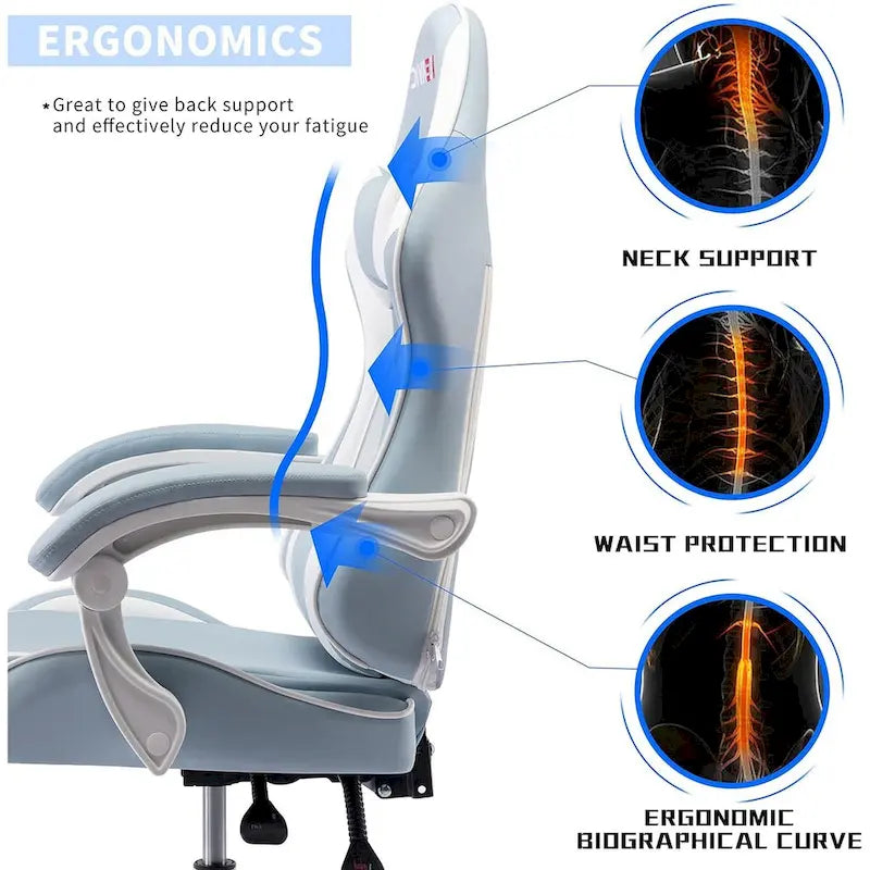 Racing Style Gaming Chair,PU Leather Height Adjustable Computer Gaming Chair with Headrest and Lumbar Massage Support