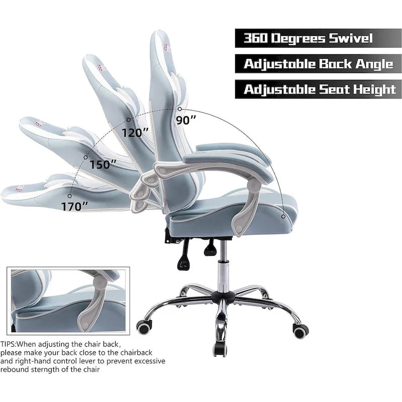 Racing Style Gaming Chair,PU Leather Height Adjustable Computer Gaming Chair with Headrest and Lumbar Massage Support