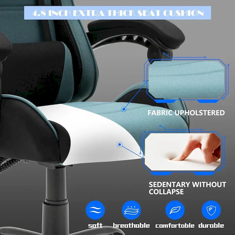 Racing Style Gaming Chair,PU Leather Height Adjustable Computer Gaming Chair with Headrest and Lumbar Massage Support