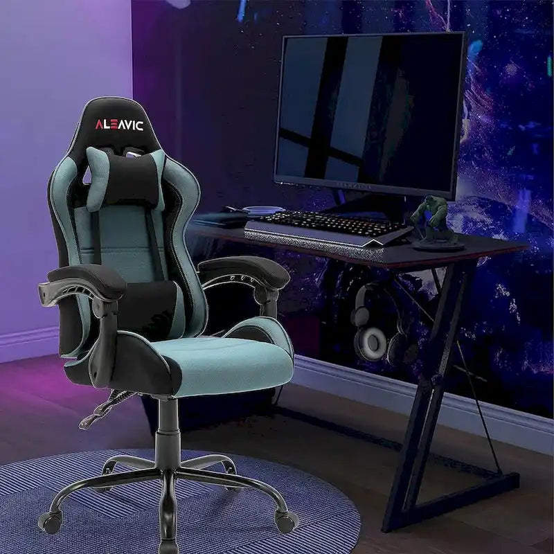 Racing Style Gaming Chair,PU Leather Height Adjustable Computer Gaming Chair with Headrest and Lumbar Massage Support