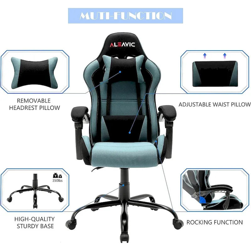 Racing Style Gaming Chair,PU Leather Height Adjustable Computer Gaming Chair with Headrest and Lumbar Massage Support