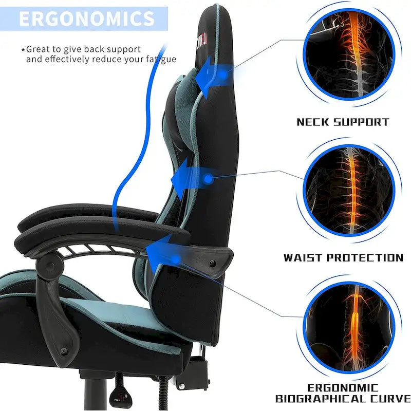 Racing Style Gaming Chair,PU Leather Height Adjustable Computer Gaming Chair with Headrest and Lumbar Massage Support