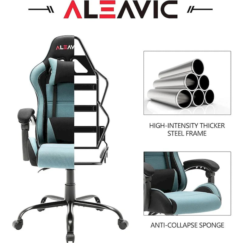 Racing Style Gaming Chair,PU Leather Height Adjustable Computer Gaming Chair with Headrest and Lumbar Massage Support