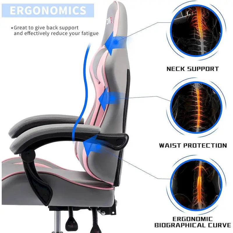Racing Style Gaming Chair,PU Leather Height Adjustable Computer Gaming Chair with Headrest and Lumbar Massage Support