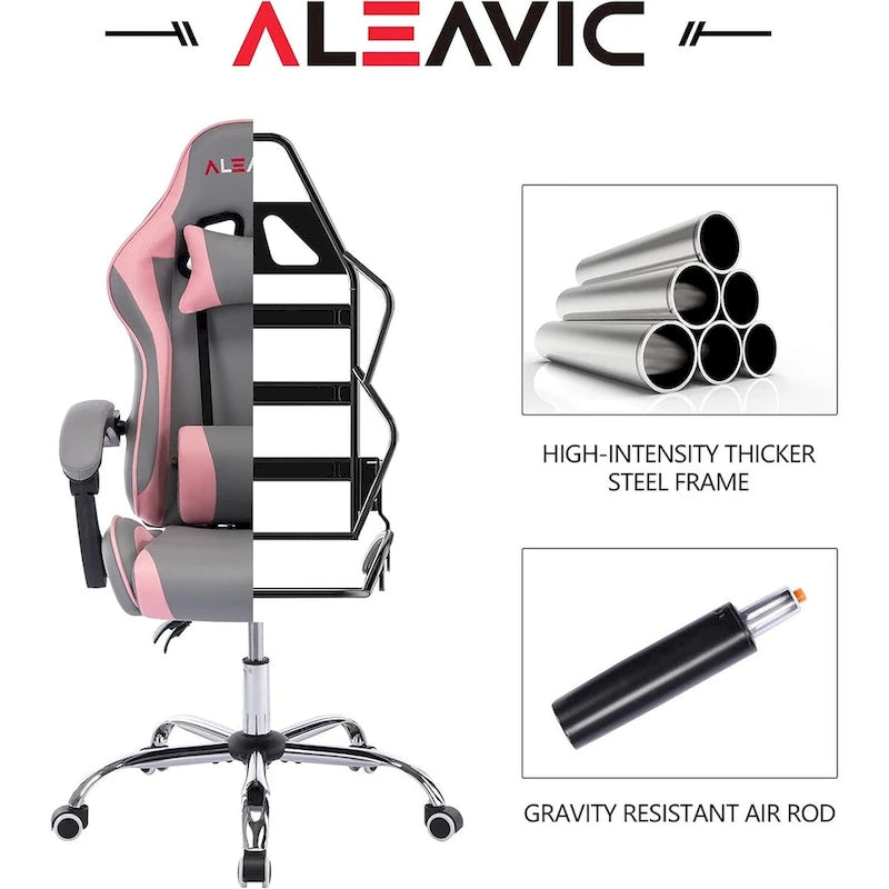 Racing Style Gaming Chair,PU Leather Height Adjustable Computer Gaming Chair with Headrest and Lumbar Massage Support