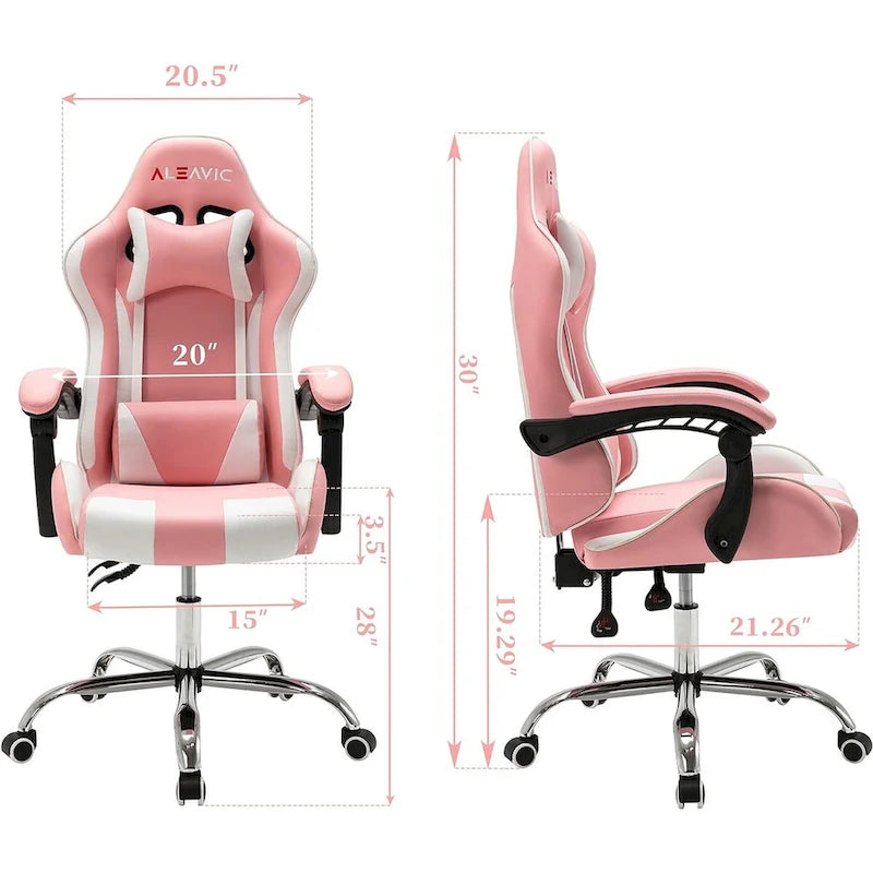 Racing Style Gaming Chair,PU Leather Height Adjustable Computer Gaming Chair with Headrest and Lumbar Massage Support