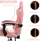 Racing Style Gaming Chair,PU Leather Height Adjustable Computer Gaming Chair with Headrest and Lumbar Massage Support