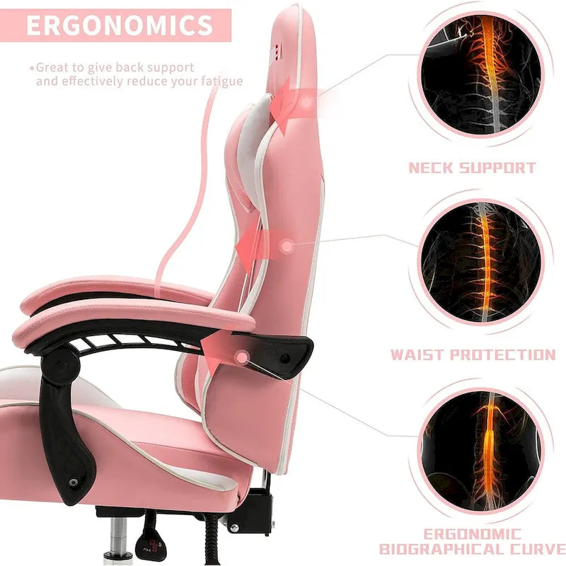 Racing Style Gaming Chair,PU Leather Height Adjustable Computer Gaming Chair with Headrest and Lumbar Massage Support