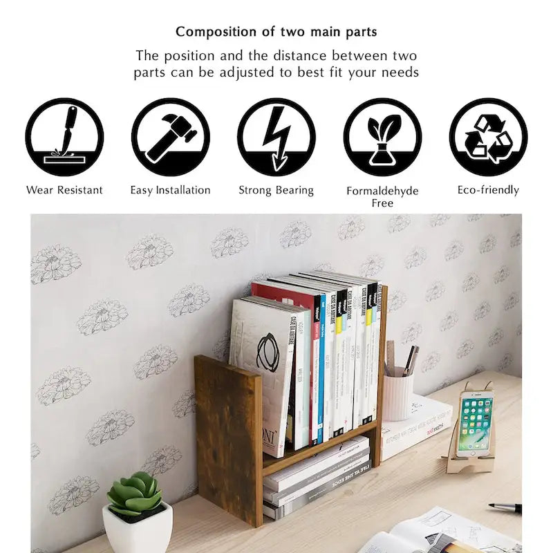 Jerry & Maggie Wooden Desktop Organizer Shelf with Storage