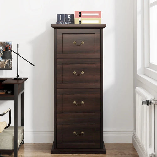 51-Inch Tall 4-Drawer File Cabinet, Wood Vertical Filing Cabinet for A4 /Letter Size