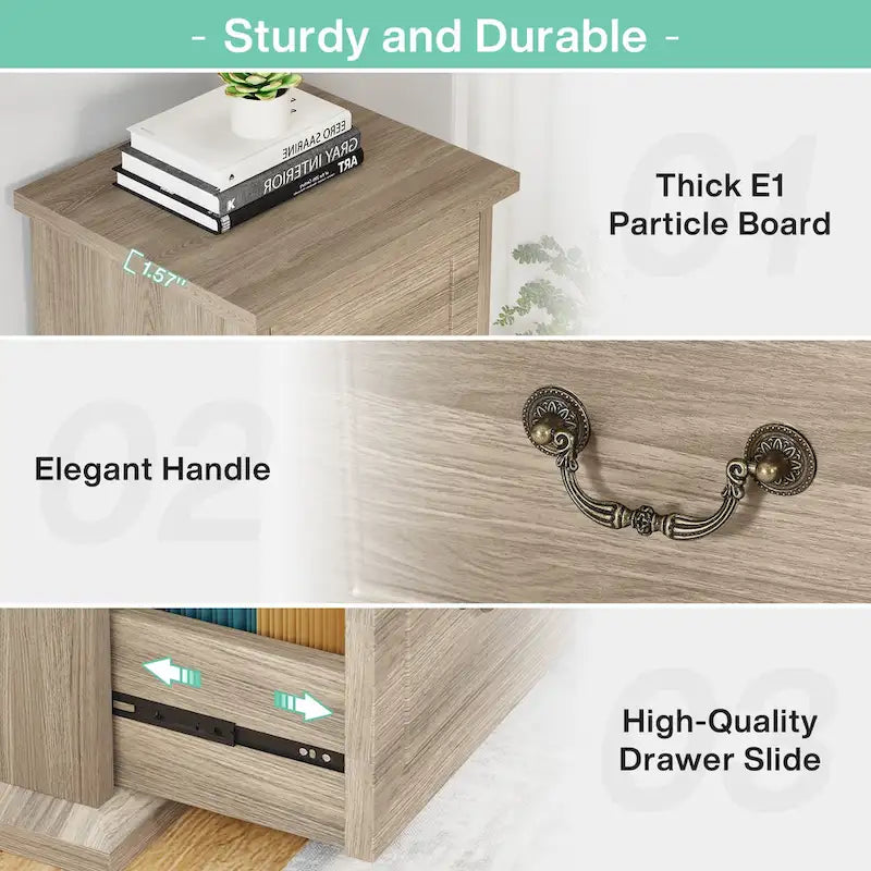 51-Inch Tall 4-Drawer File Cabinet, Wood Vertical Filing Cabinet for A4 /Letter Size