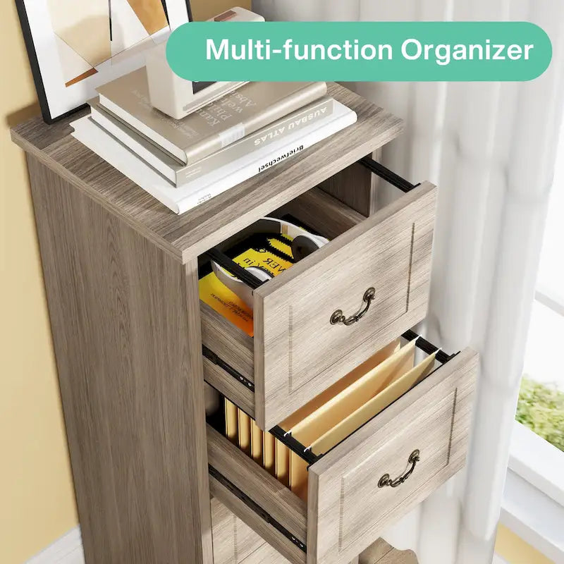 51-Inch Tall 4-Drawer File Cabinet, Wood Vertical Filing Cabinet for A4 /Letter Size