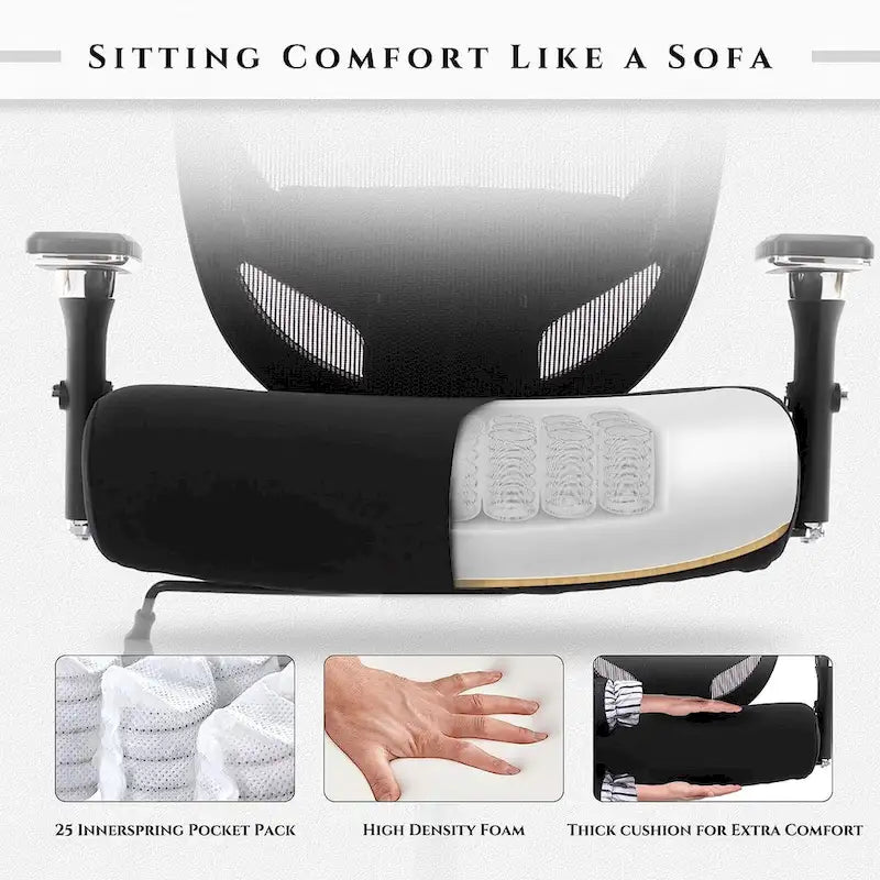 Big and Tall Heavy Duty Ergonomic Mesh Office Chair 500lbs with Wide Thick Seat