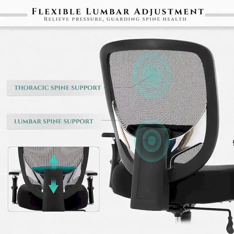 Big and Tall Heavy Duty Ergonomic Mesh Office Chair 500lbs with Wide Thick Seat