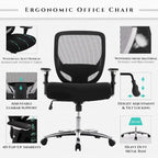Big and Tall Heavy Duty Ergonomic Mesh Office Chair 500lbs with Wide Thick Seat