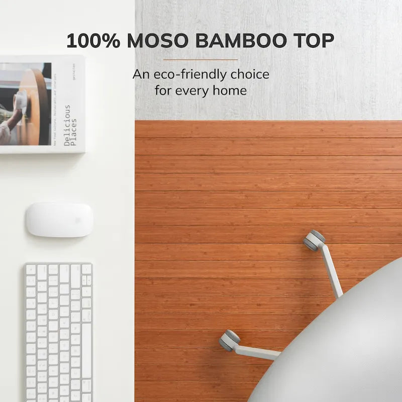 Jani Eco Bamboo Roll-Up Rectangular Chair Mat with Lip - Protective and Eco-Friendly, Heavy Duty for Office and Home