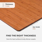 Jani Eco Bamboo Roll-Up Rectangular Chair Mat with Lip - Protective and Eco-Friendly, Heavy Duty for Office and Home