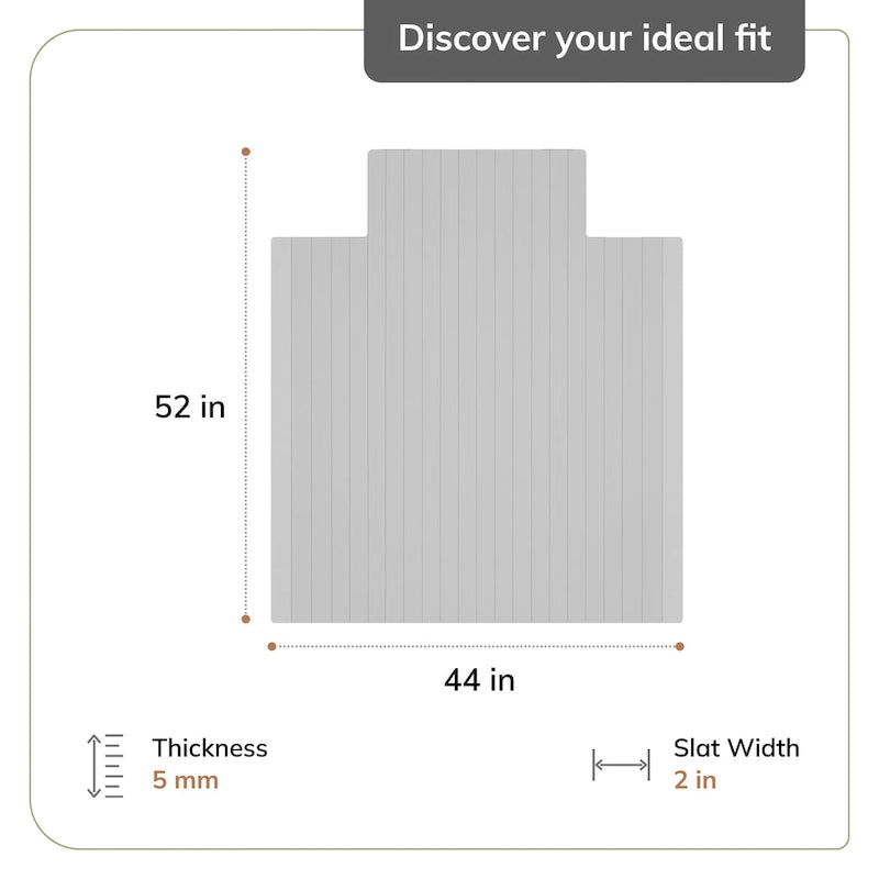 Jani Eco Bamboo Roll-Up Rectangular Chair Mat with Lip - Protective and Eco-Friendly, Heavy Duty for Office and Home