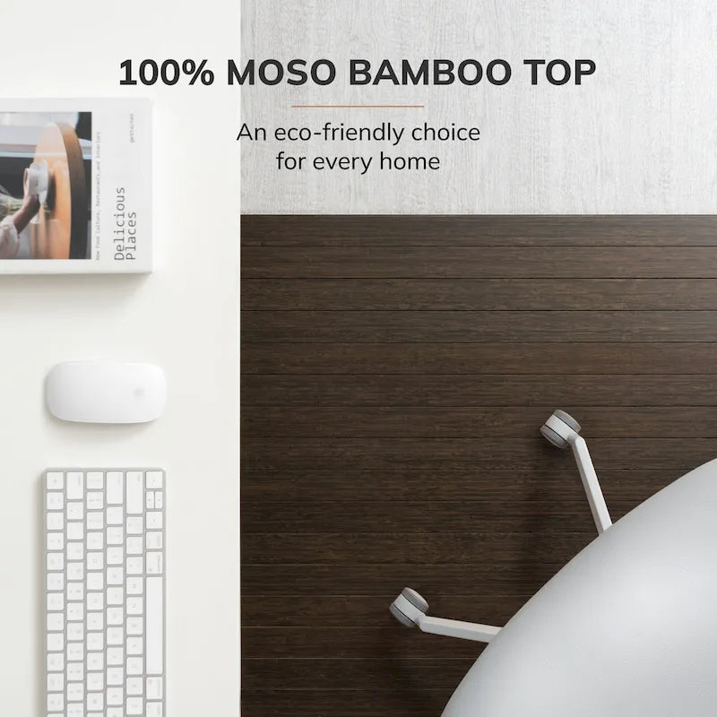 Jani Eco Bamboo Roll-Up Rectangular Chair Mat with Lip - Protective and Eco-Friendly, Heavy Duty for Office and Home