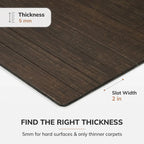 Jani Eco Bamboo Roll-Up Rectangular Chair Mat with Lip - Protective and Eco-Friendly, Heavy Duty for Office and Home