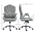 Vinsetto Home Office Chair,Velvet Computer Chair,Button Tufted Desk Chair with Swivel Wheels,Adjustable Height,and Tilt Function