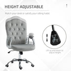 Vinsetto Home Office Chair,Velvet Computer Chair,Button Tufted Desk Chair with Swivel Wheels,Adjustable Height,and Tilt Function